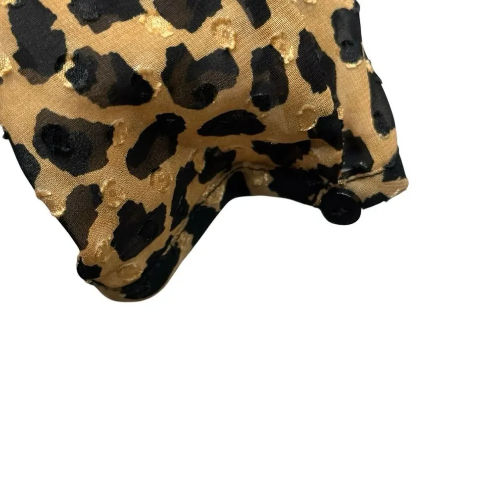 Free People Frenchie Leopard‎ Print Wrap Mini Dress  XS Long Sleeves Ruffle NWT